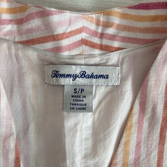 Tommy Bahama Linen Dress Sleeveless V-Neck Pink Dress Size Small Preppy Boat - Picture 10 of 10
